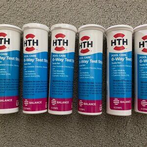 New HTH Swimming Pool Spa Care 6 Way Test Strips, 6 x 15 strips each, 90 total